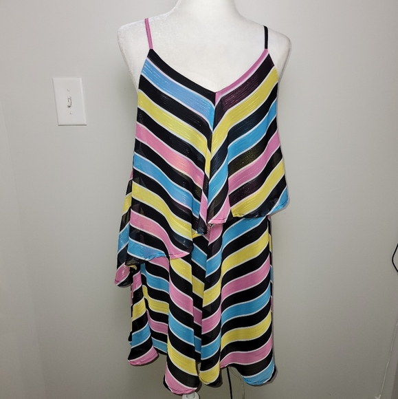 Forest Lily Striped Shift Mini Dress Small - Picture 1 of 11